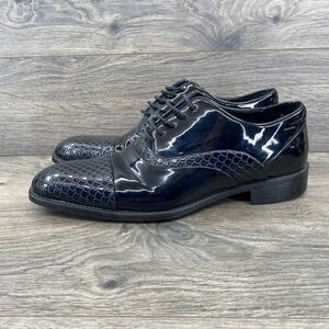 Bolano Patent Leather Gators Oxford Dress Shoes Cap Toe Men's Size 9 Black